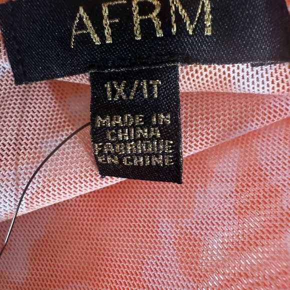 AFRM Mesh Sheer Orange Print Midi Dress 1X - Picture 3 of 10